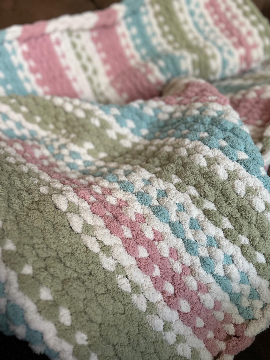 Spring Pastels - Finger Knit Pattern - (PDF File Only) - Chunky Blanket Pattern