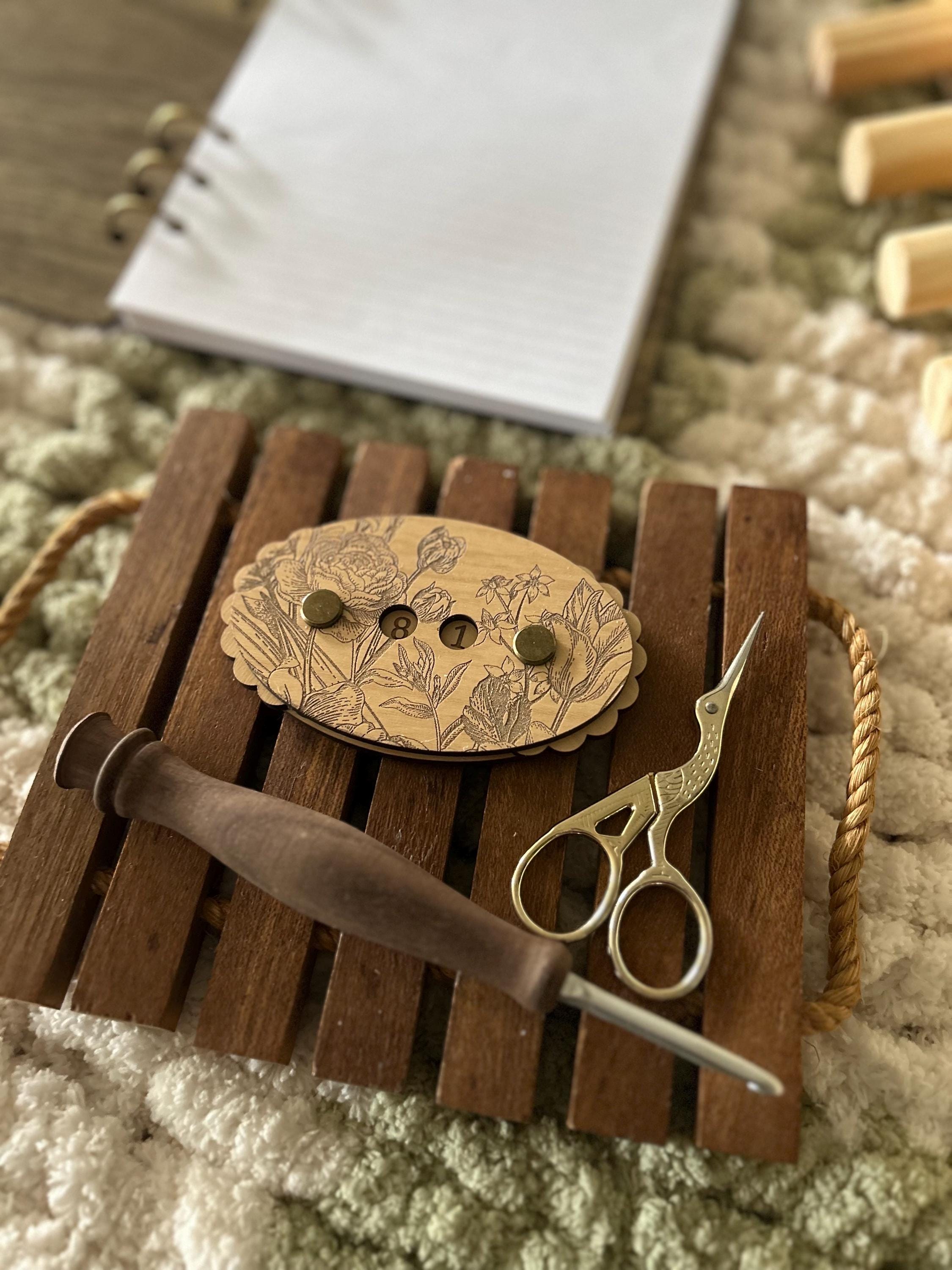 Row Counter for Knitting and Crochet Flowers Engraved