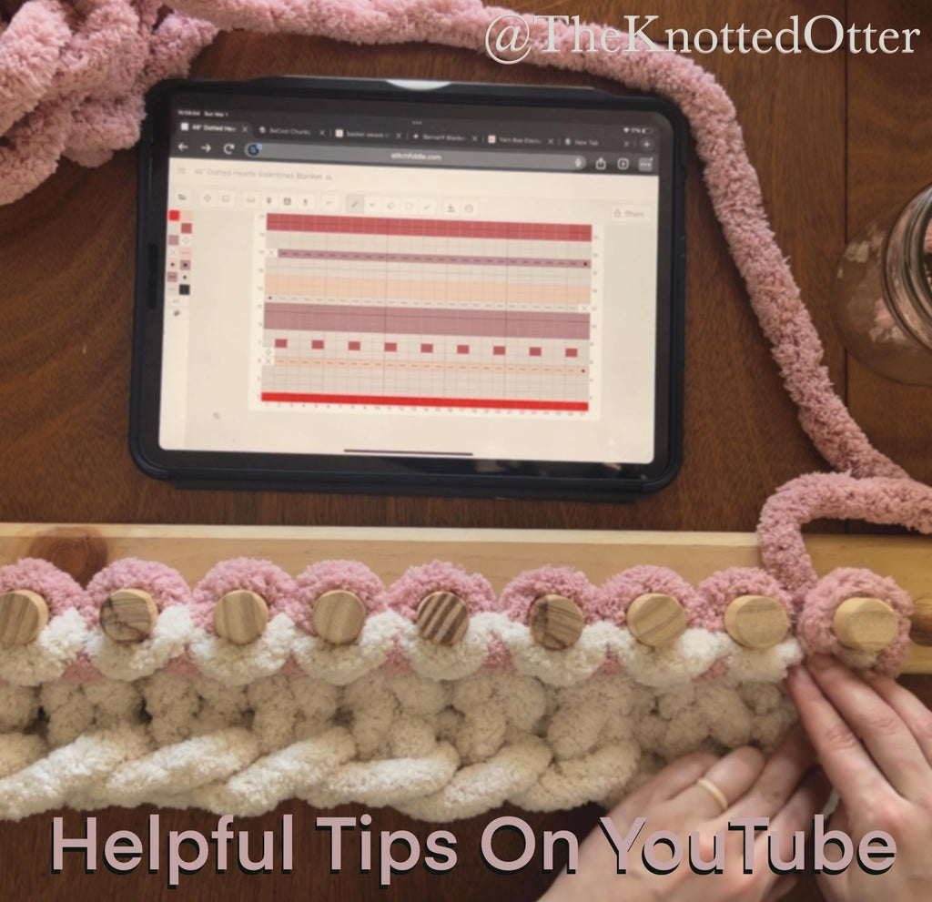 Chunky Blanket Pattern - Dotted Hearts (PDF File Only) - Finger Knitting