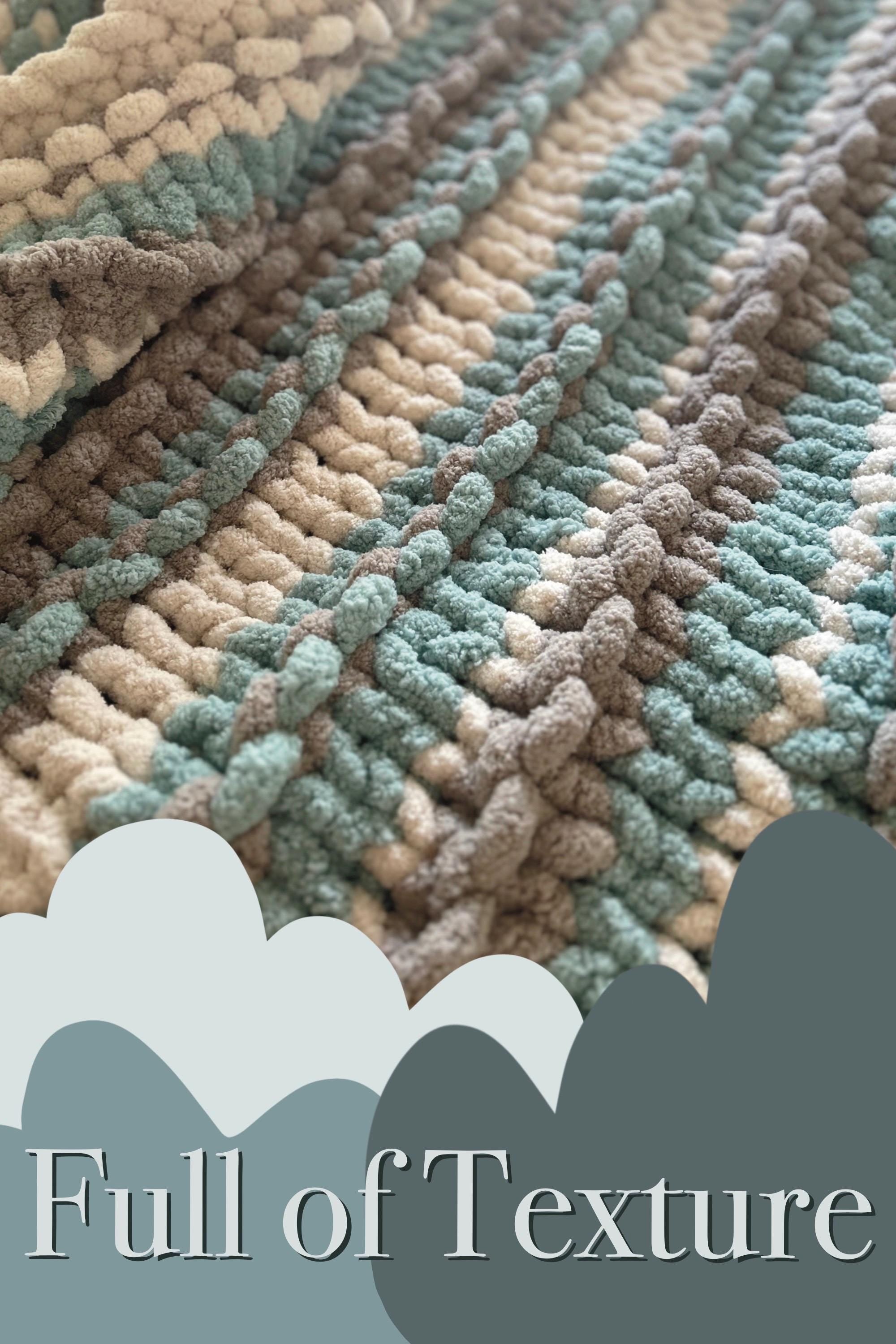 Finger Knitting Pattern - Clouds in Summer Child Size (PDF File Only) - Chunky Blanket Pattern
