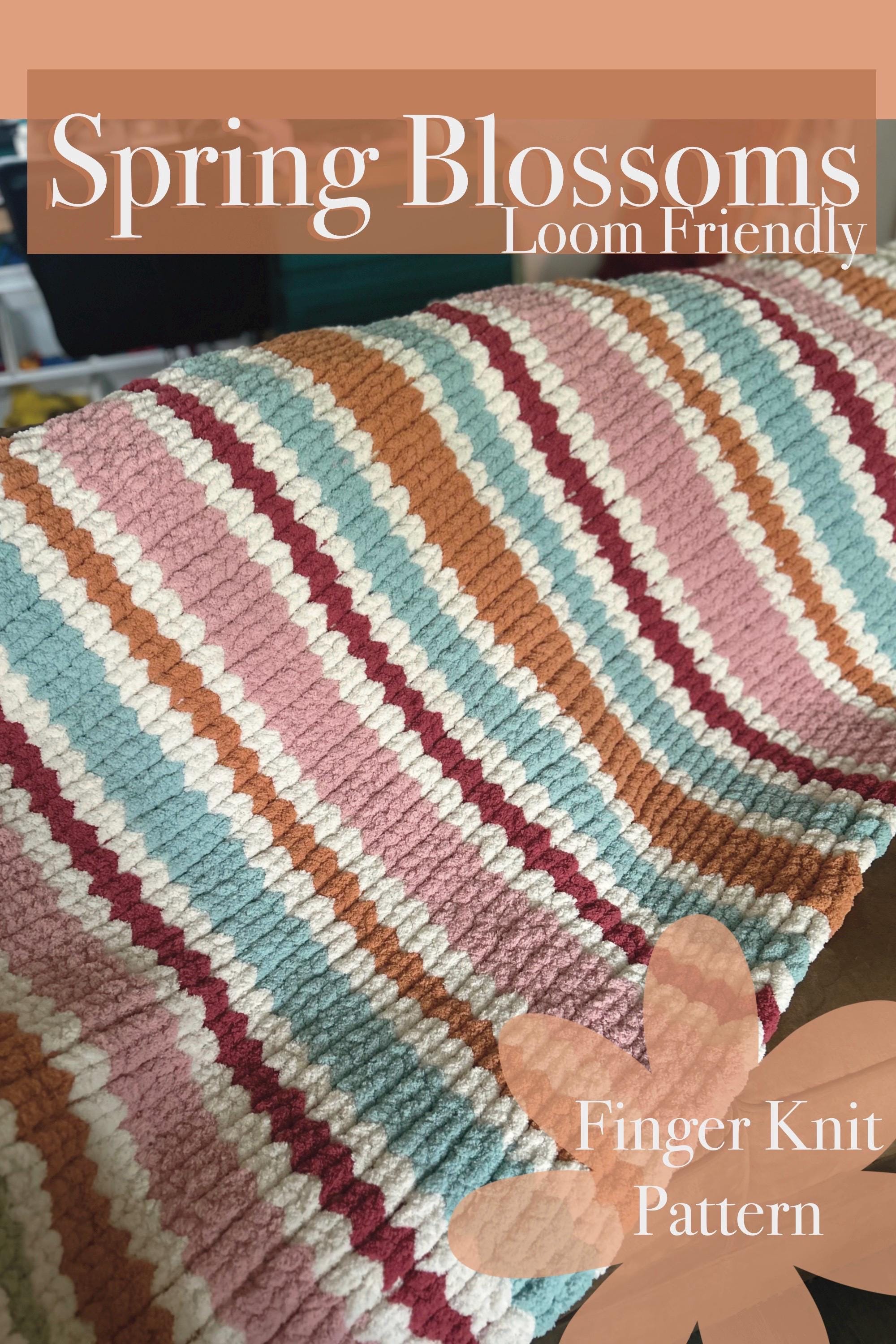Spring Blossoms Finger Knit Blanket Pattern – Loom Friendly (PDF Download)