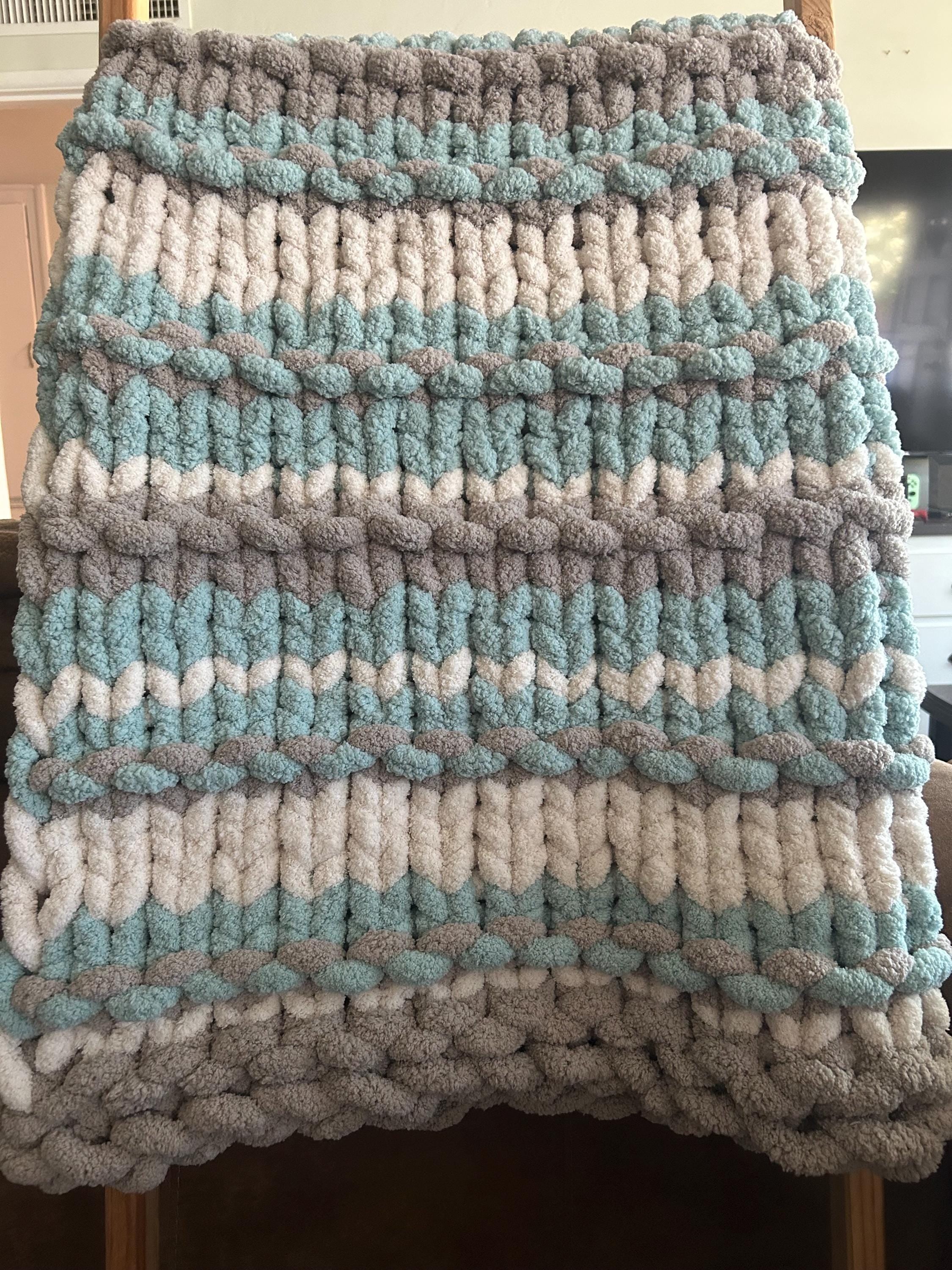 Finger Knitting Pattern - Clouds in Summer Child Size (PDF File Only) - Chunky Blanket Pattern